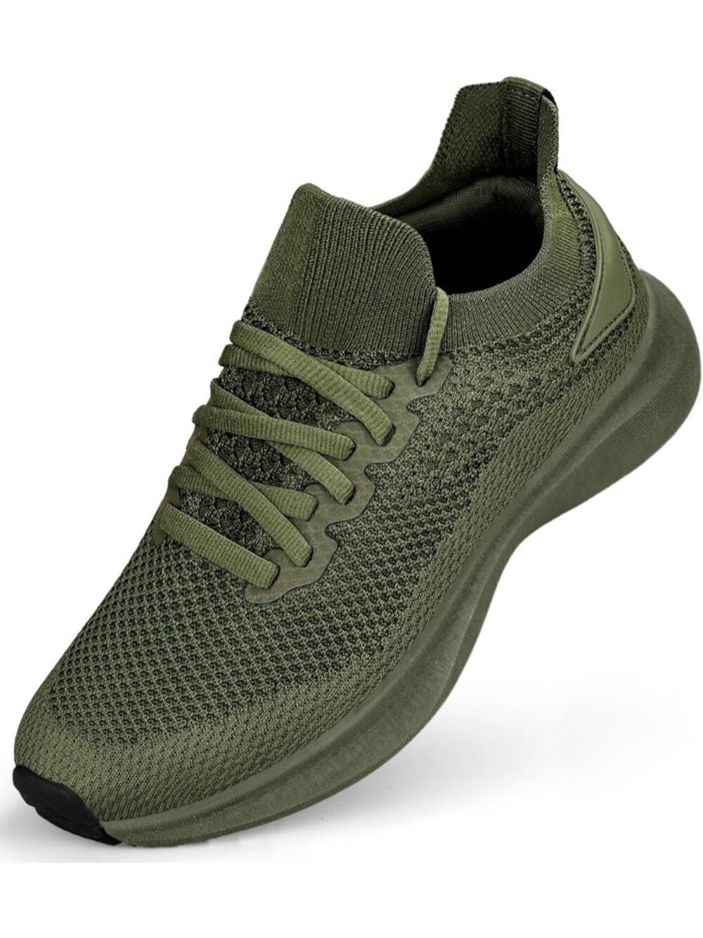 Women's All Green Rubber Running Shoes Non Slip Tennis Mesh Walking Sneakers